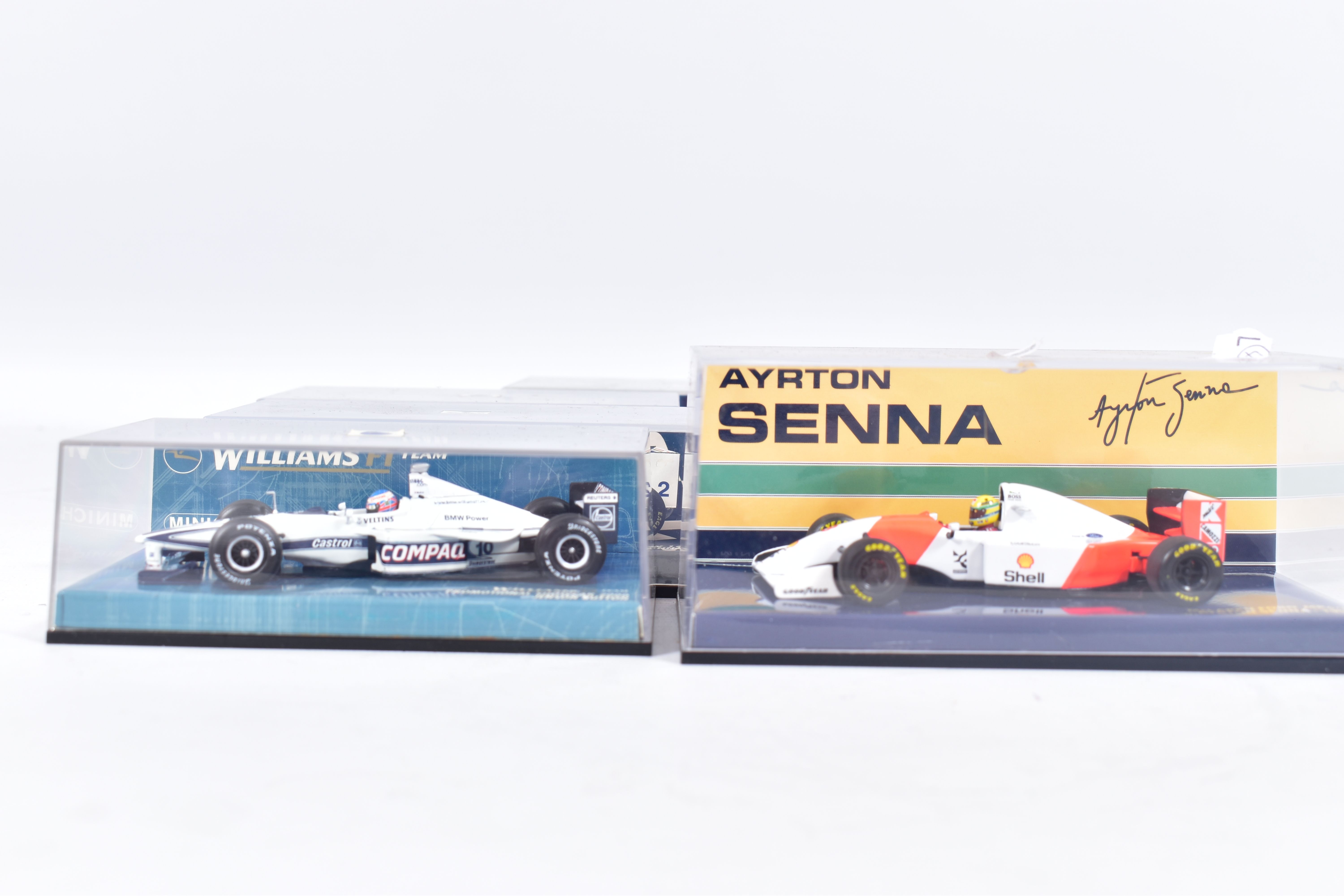 NINE BOXED ASSORTED PAUL'S MODEL ART MINICHAMPS 1:43 SCALE DIECAST F1 RACING CAR MODELS, all are - Image 3 of 6