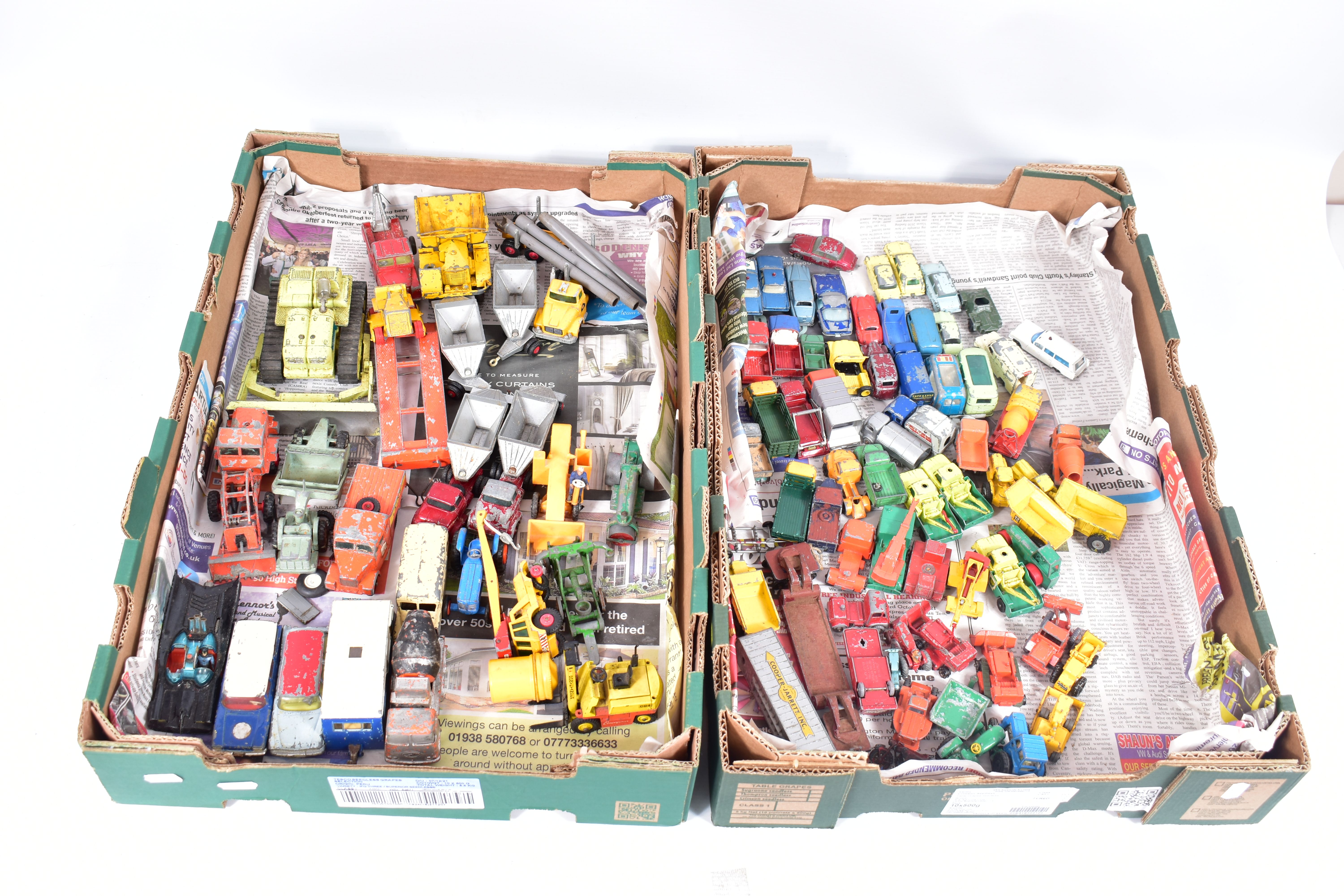 A QUANTITY OF UNBOXED AND ASSORTED PLAYWORN DIECAST VEHICLES, to include Matchbox Jaguar XK140, No.