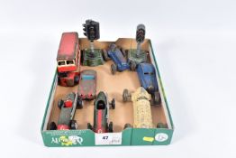 A QUANTITY OF UNBOXED AND ASSORTED PLAYWORN DIECAST & TINPLATE MODELS, to include Schuco Studio 1050