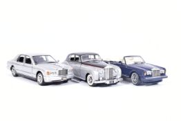 THREE BOXED FRANKLIN MINT ROLLS-ROYCE CAR MODELS, all 1:24 scale, 1955 Silver Cloud I, 1993 Corniche