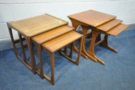 A G PLAN FRESCO TEAK NEST OF THREE TABLES, and a G plan Quadrille nest of three tables (2)