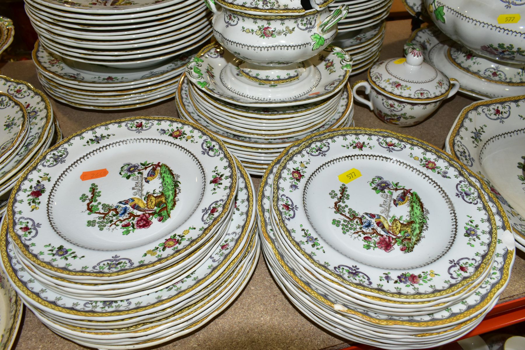 A ONE HUNDRED AND FORTY FOUR PIECE COPELANDS SPODE CHELSEA PATTERN DINNER SERVICE, backstamps - Image 8 of 28