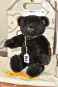 A BOXED STEIFF LIMITED EDITION 'ALPACA' 2007 TEDDY BEAR, green leather brass studded collar, fully