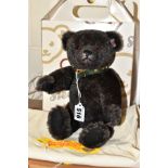 A BOXED STEIFF LIMITED EDITION 'ALPACA' 2007 TEDDY BEAR, green leather brass studded collar, fully