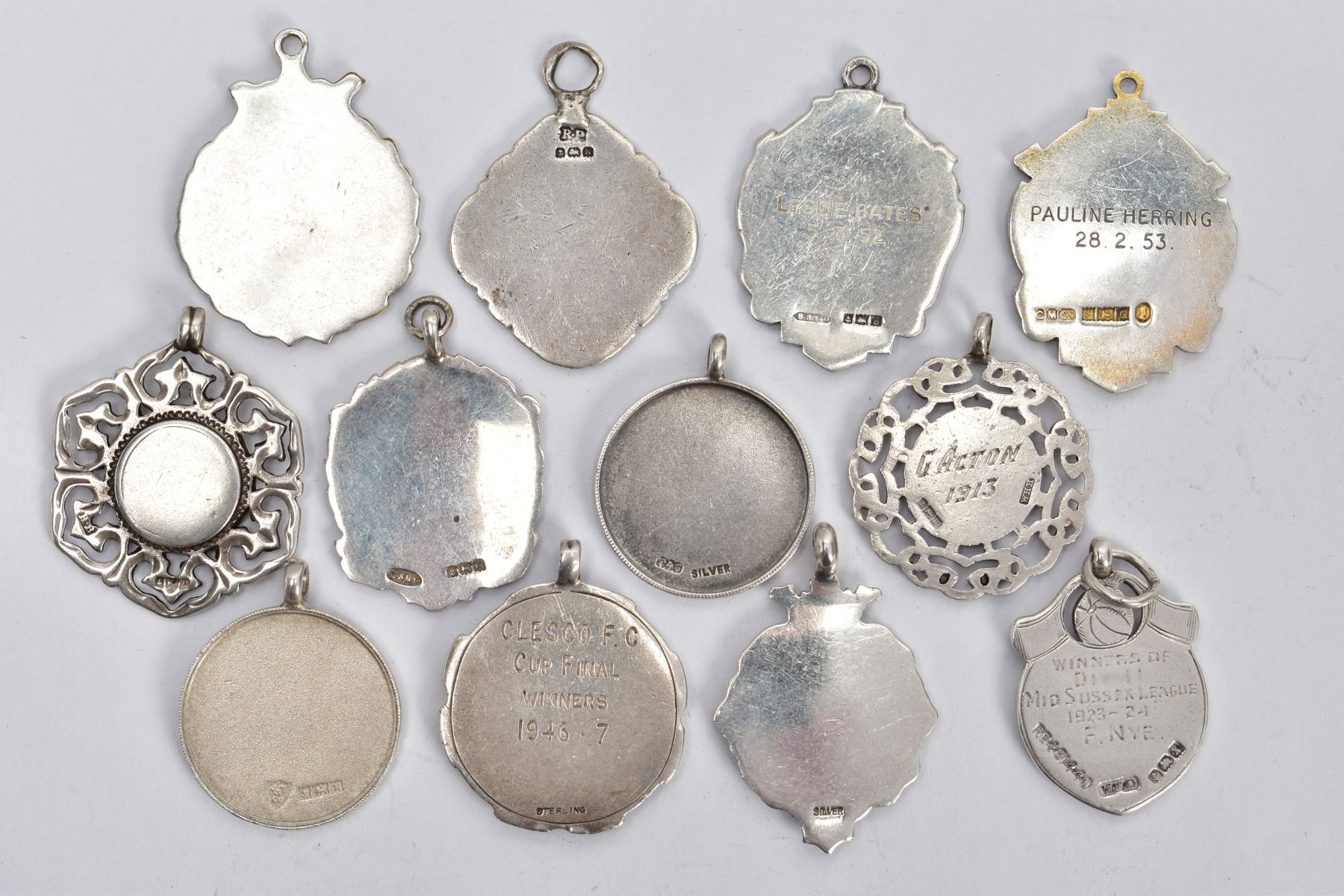 AN ASSORTMENT OF SILVER AND WHITE METAL MEDALS AND PENDANTS, to include two silver ballroom - Image 2 of 2