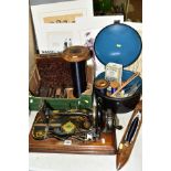 SEWING ACCESSORIES ETC, to include a Varley & Wolfenden Family sewing machine, box of seven reels of