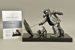 GEORGE SOMERVILLE (SCOTLAND 1947) 'BLOWN AWAY', a limited edition aluminium sculpture of a man and