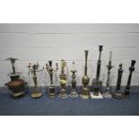 TEN VARIOUS VINTAGE TABLE LAMPS, of various styles, ages, materials and country of origin (