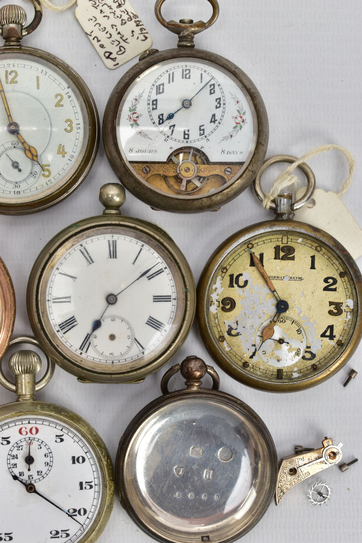 A SELECTION OF POCKET WATCHES, to include a small silver open face watch with a white dial, Roman - Image 2 of 8