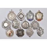 AN ASSORTMENT OF SILVER AND WHITE METAL MEDALS AND PENDANTS, to include two silver ballroom