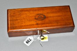 A VICTORIAN MAHOGANY DEPARTMENT OF SCIENCE & ARTS 'REWARD' COLOUR BOX, manufactured by Charles