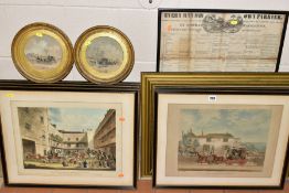 TEN COACHING THEMED PRINTS, COMPRISING FOUR JAMES POLLARD PRINTS, 'The Birmingham Tally-Ho coaches',