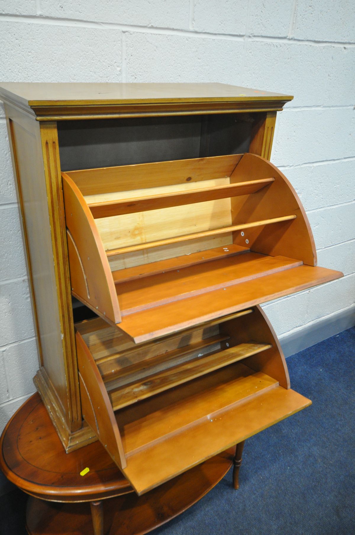 A YEW WOOD CHEST OF FIVE DRAWERS, width 63cm x depth 43cm x height 70cm, a similar oval coffee - Image 5 of 8