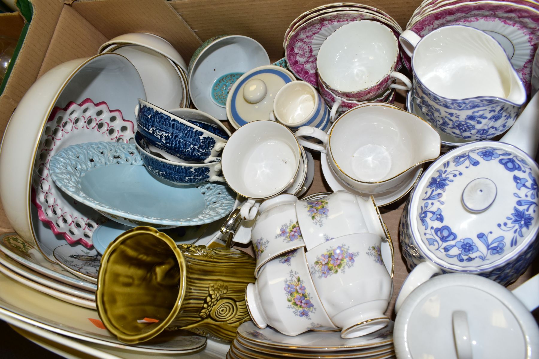 FOUR BOXES AND LOOSE CERAMICS AND GLASS WARES, to include a Royal Doulton Pretty Ladies Alexandra - Image 10 of 11