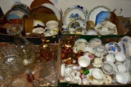 FIVE BOXES OF CERAMICS AND GLASSWARES, to include a fifteen piece Wade gold lustre coffee set, six