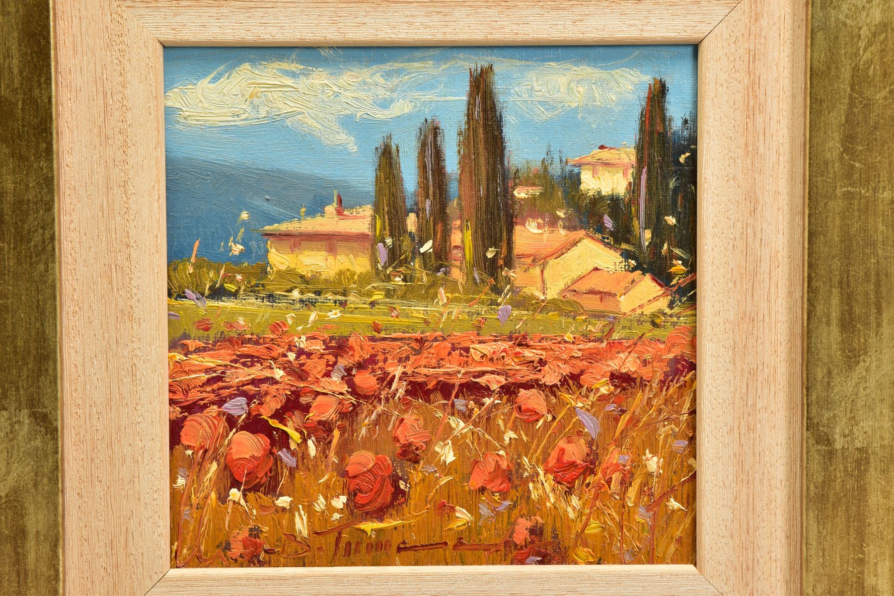 BRUNO TINUCCI (ITALY 1947), an Italian landscape of wild flowers with farm house beyond, signed - Image 2 of 7