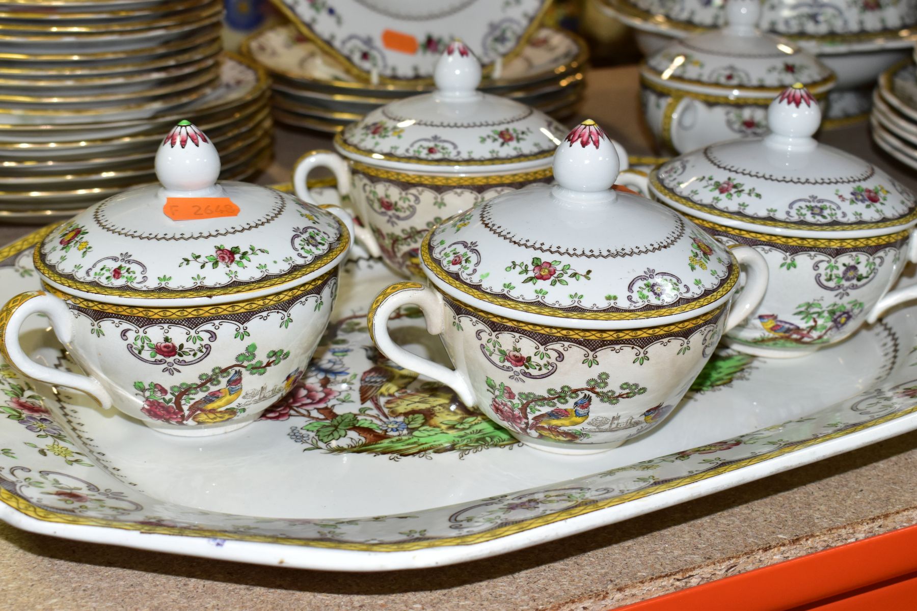 A ONE HUNDRED AND FORTY FOUR PIECE COPELANDS SPODE CHELSEA PATTERN DINNER SERVICE, backstamps - Image 17 of 28