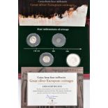 GREAT SILVER EUROPEAN COINS, to include a boxed set of coins from four millennia, 1st millennia