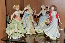 A SET OF SIX WEDGWOOD FOR DANBURY MINT BISQUE FAIRYTALE CHARACTERS, comprising 'Mary Had A Little