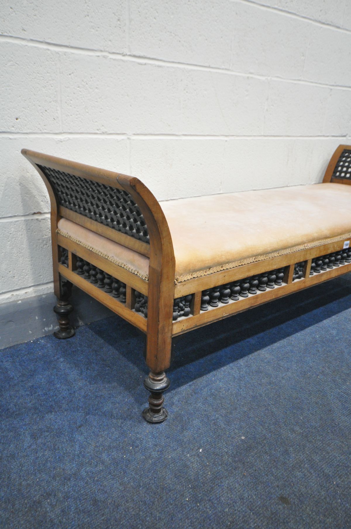 A LATE 19TH/EARLY 20TH CENTURY WALNUT AND EBONISED MOORISH WINDOW SEAT, in the manner of Liberty & - Image 2 of 8