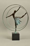 JENNINE PARKER (BRITISH CONTEMPORARY) 'ELEVATION', a limited edition bronze and steel sculpture of a