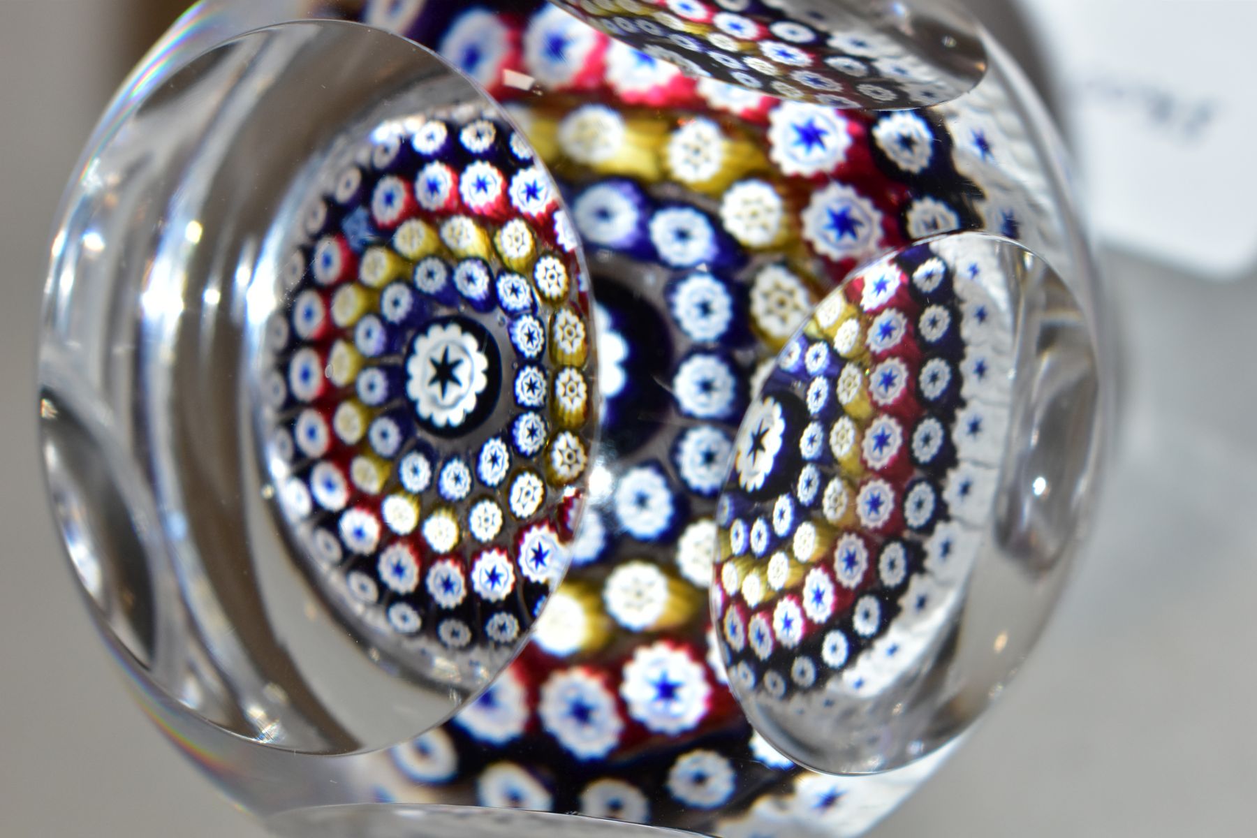 A WHITEFRIARS PENTAGON SHAPED CLEAR GLASS AND MILLEFIORE DECANTER STOPPER, bears indistinctly - Image 8 of 8