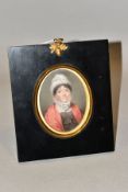 AN EARLY 19TH CENTURY PORTRAIT MINIATURE OF A LADY ATTRIBUTED TO J. HARGREAVES, head and shoulders