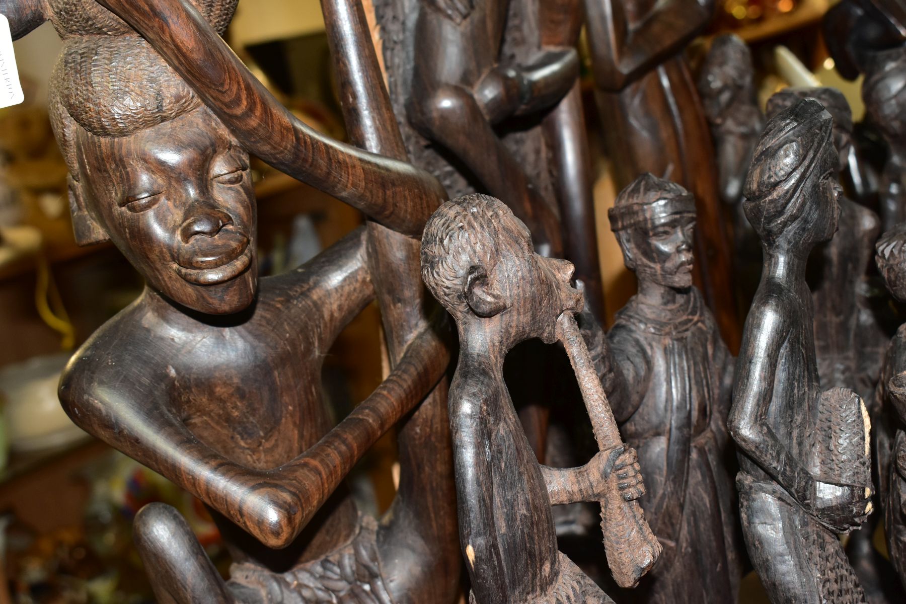 A GROUP OF CARVED HARDWOOD AFRICAN FIGURES, to include a nativity set from Dar-es-Salaam, - Image 15 of 16