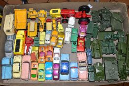 A QUANTITY OF UNBOXED AND ASSORTED PLAYWORN DIECAST VEHICLES, to include Dinky Toys Plymouth