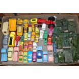 A QUANTITY OF UNBOXED AND ASSORTED PLAYWORN DIECAST VEHICLES, to include Dinky Toys Plymouth