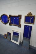 A SELECTION OF VARIOUS WALL MIRRORS, to include a wall mirror of a geometric design, with flower