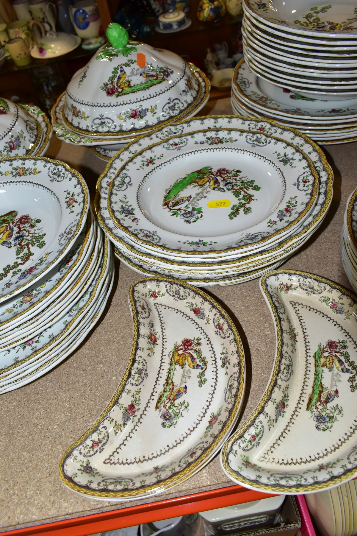 A ONE HUNDRED AND FORTY FOUR PIECE COPELANDS SPODE CHELSEA PATTERN DINNER SERVICE, backstamps - Image 13 of 28