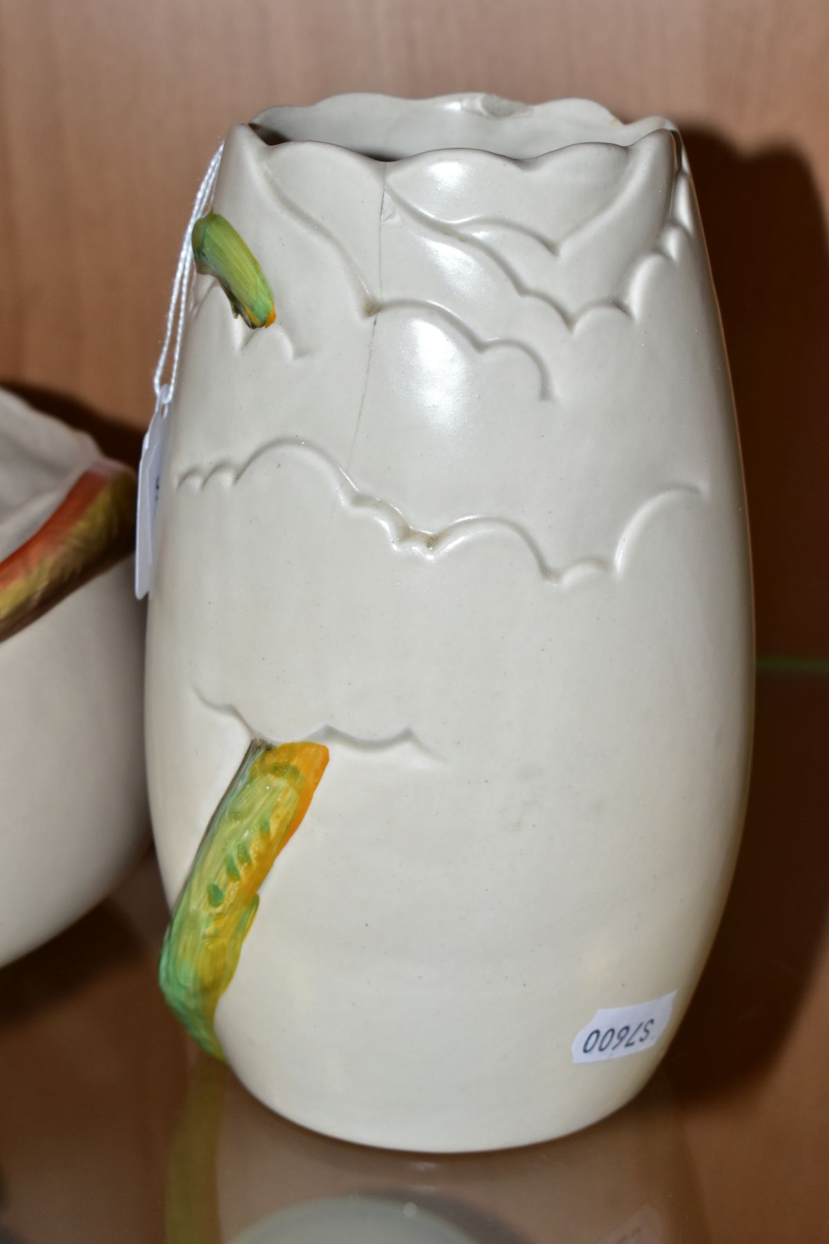 THREE PIECES OF CLARICE CLIFF NEWPORT POTTERY IN THE AUTUMN LEAF PATTERN, comprising two vases, - Image 3 of 12