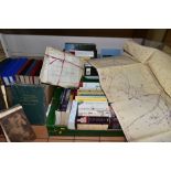 FIVE BOXES AND LOOSE BOOKS AND EPHEMERA, approximately ninety to one hundred books, titles to