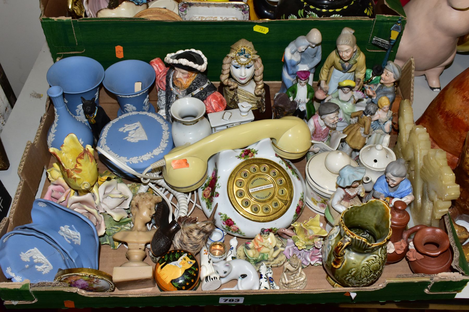 FOUR BOXES AND LOOSE CERAMICS AND SUNDRY ITEMS, to include a Royal Albert Old Country Roses rotary - Image 3 of 13