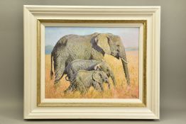 TONY FORREST (BRITISH 1961) 'FAMILY OUTING' a limited edition print of African Elephants 19/195,