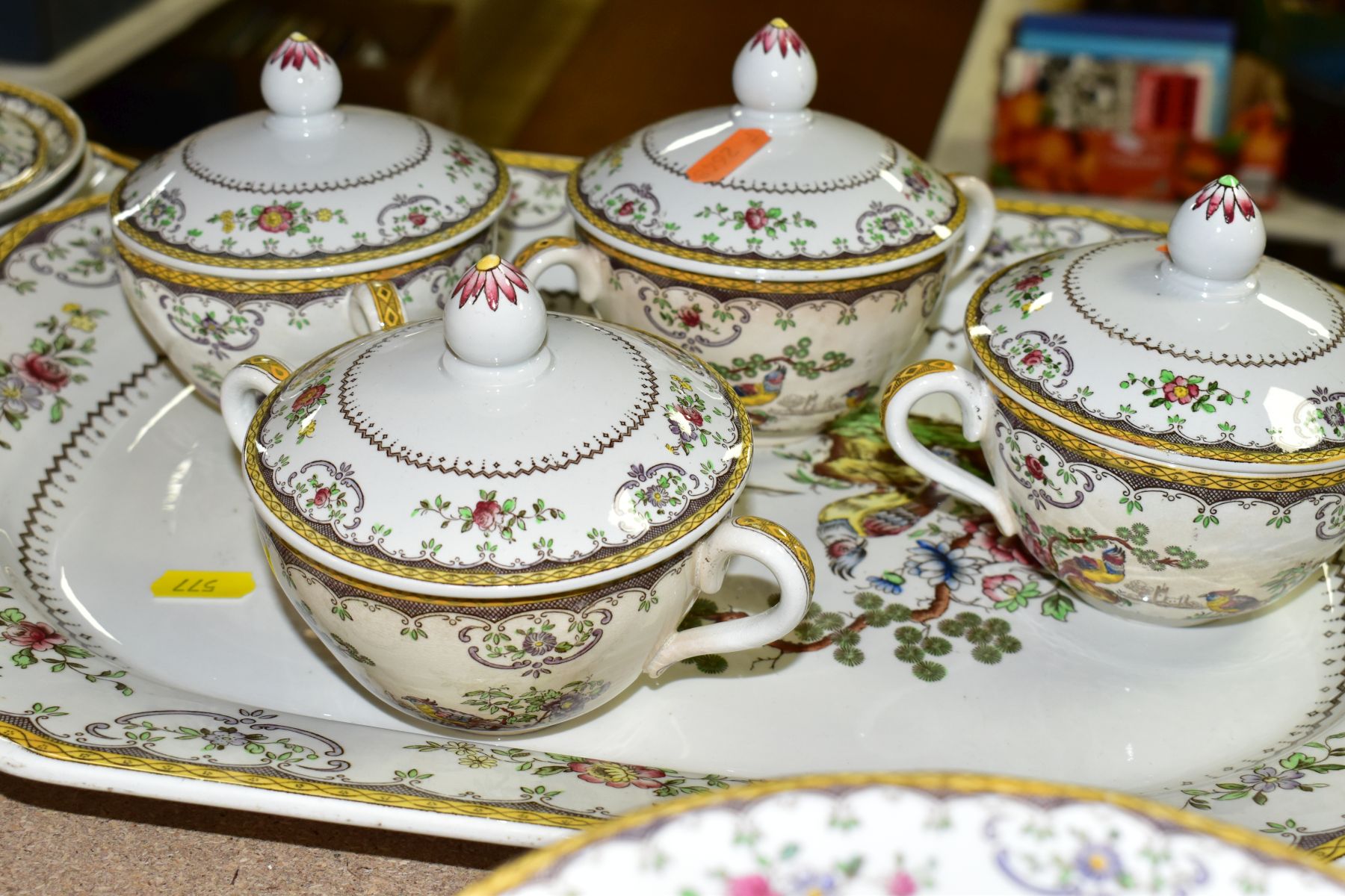 A ONE HUNDRED AND FORTY FOUR PIECE COPELANDS SPODE CHELSEA PATTERN DINNER SERVICE, backstamps - Image 23 of 28