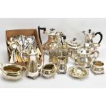 AN ASSORTMENT OF CUTLERY AND OTHER ITEMS, to include an EPNS four piece tea service set comprising