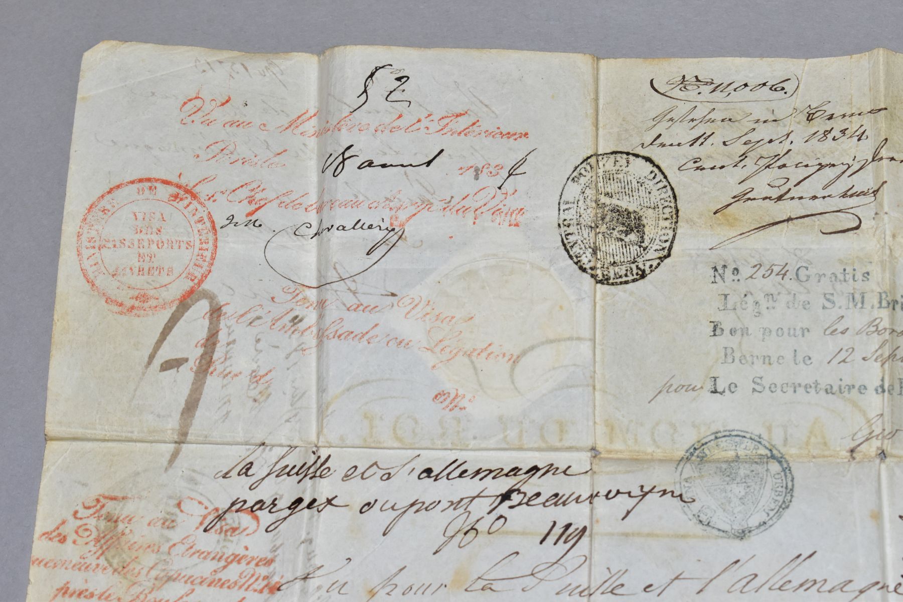 EPHEMERA, A diplomatic document from circa 1834 with the legend 'Au Nom Du Roi' (In the Name of - Image 9 of 12