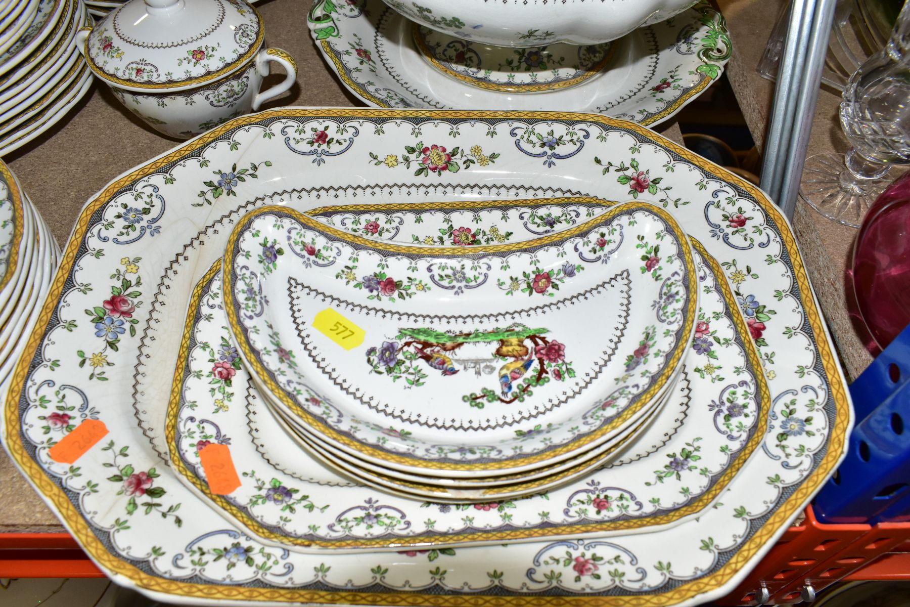 A ONE HUNDRED AND FORTY FOUR PIECE COPELANDS SPODE CHELSEA PATTERN DINNER SERVICE, backstamps - Image 7 of 28