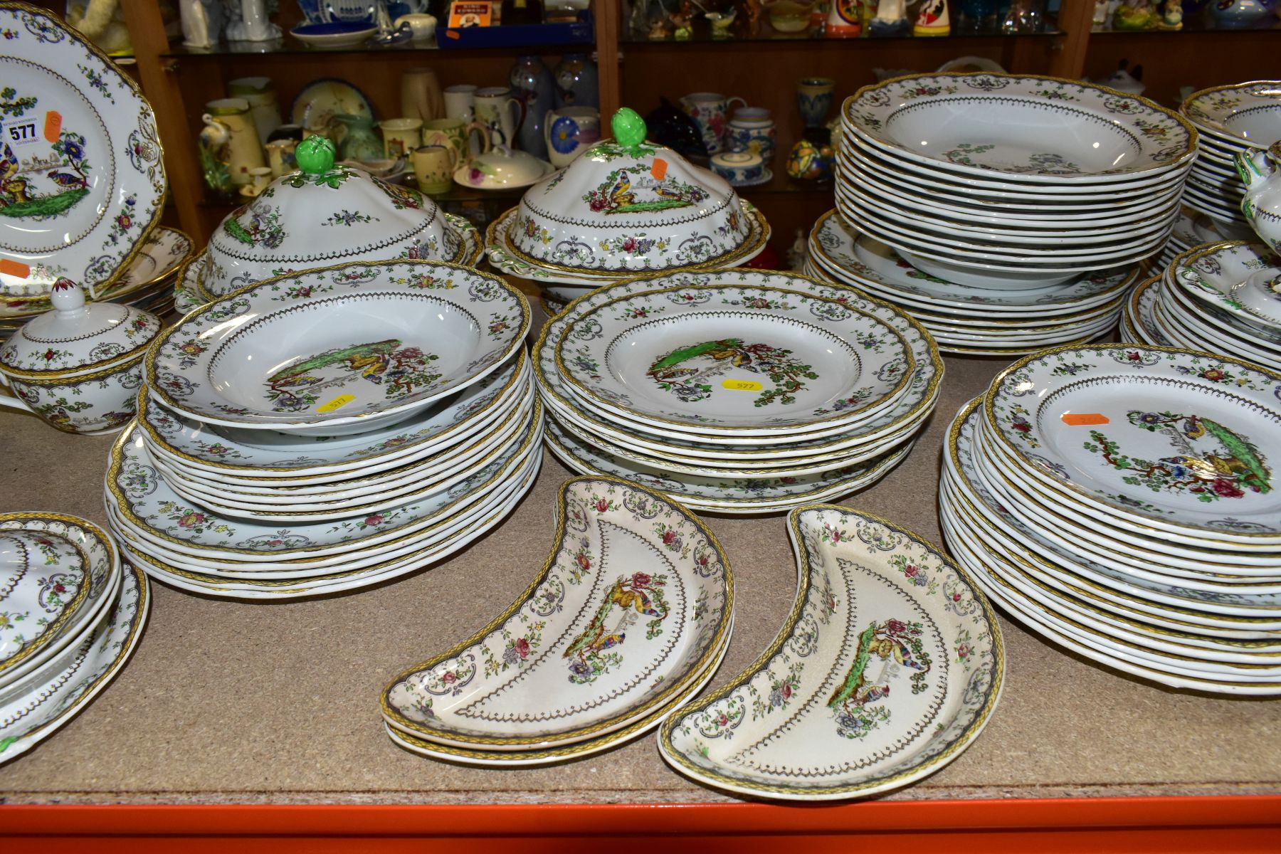 A ONE HUNDRED AND FORTY FOUR PIECE COPELANDS SPODE CHELSEA PATTERN DINNER SERVICE, backstamps - Image 2 of 28