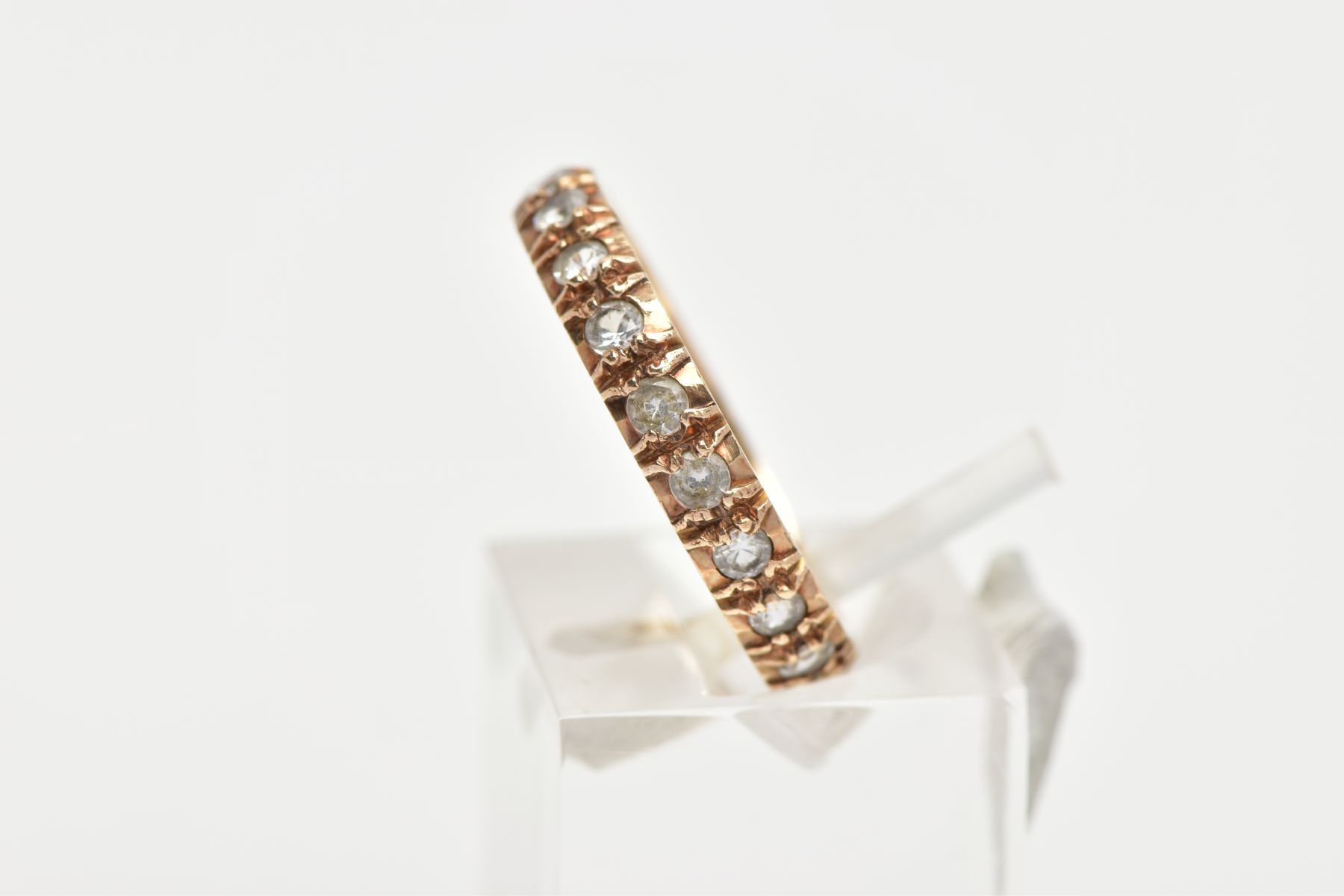 A 9CT GOLD FULL ETERNITY RING, set with circular cut colourless cubic zirconia, hallmarked 9ct - Image 2 of 4