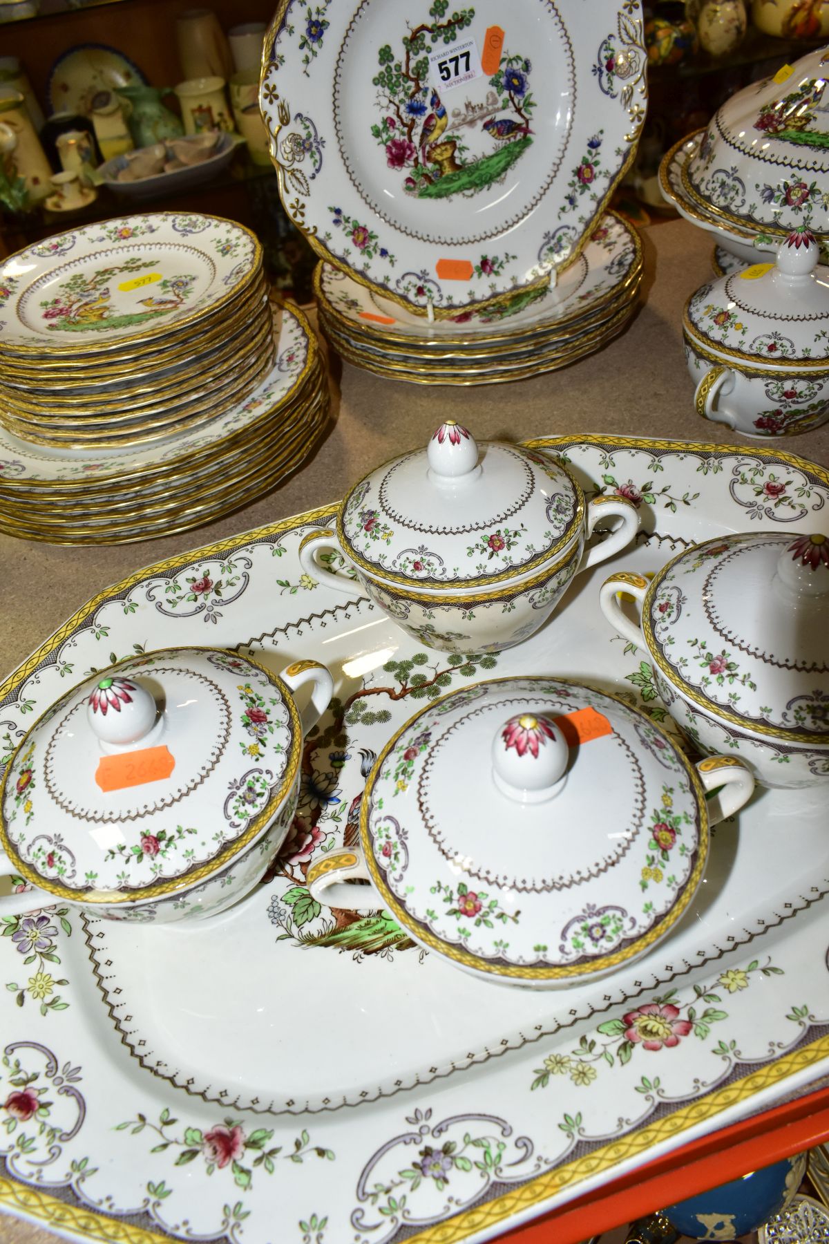 A ONE HUNDRED AND FORTY FOUR PIECE COPELANDS SPODE CHELSEA PATTERN DINNER SERVICE, backstamps - Image 14 of 28