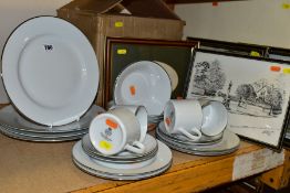 A BOXED TWENTY PIECE ROYAL WORCESTER CLASSIC PLATINUM DINNER SERVICE AND FIVE PICTURES, boxed dinner
