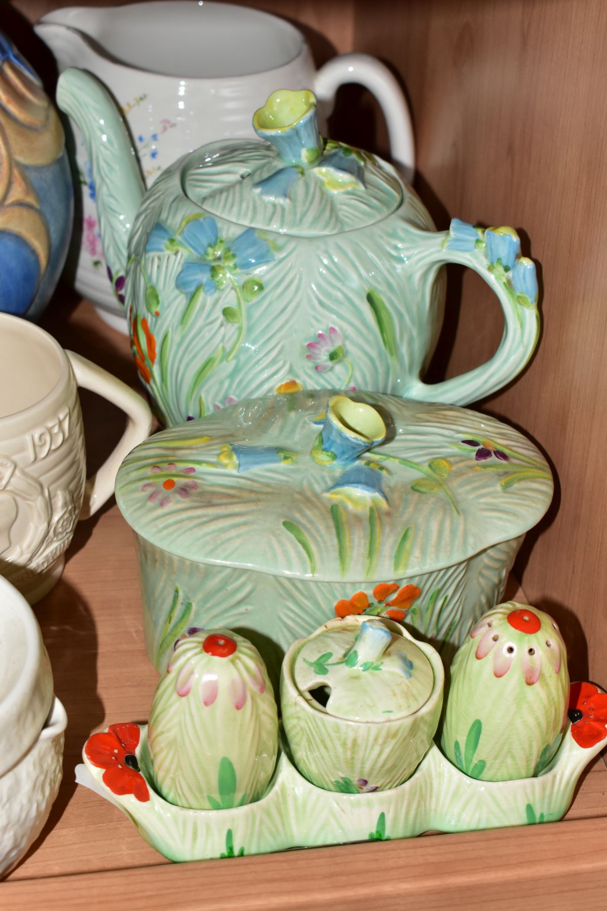 A GROUP OF BESWICK CERAMIC WARES, comprising an Art Deco jug marked Beswick Handcraft (sd), a - Image 2 of 8