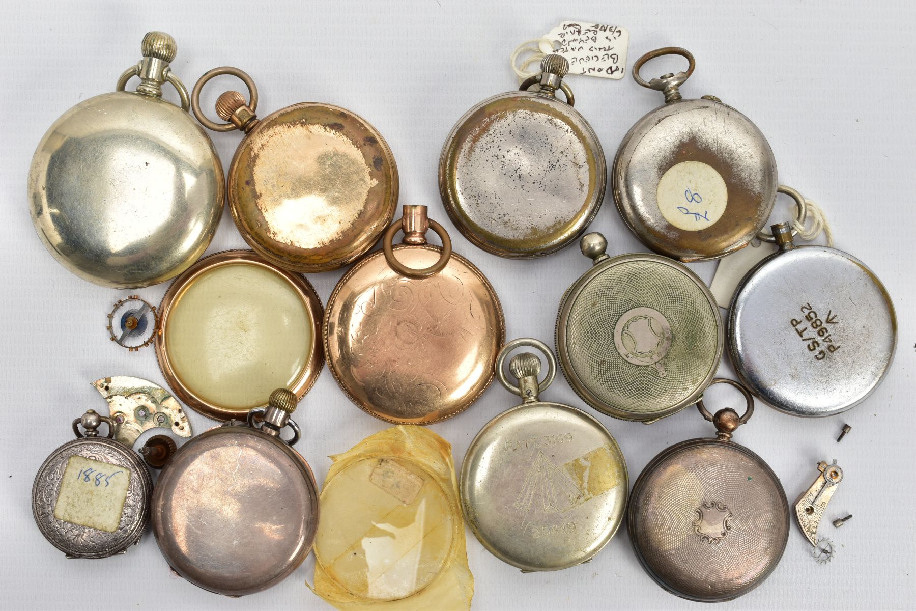 A SELECTION OF POCKET WATCHES, to include a small silver open face watch with a white dial, Roman - Image 5 of 8
