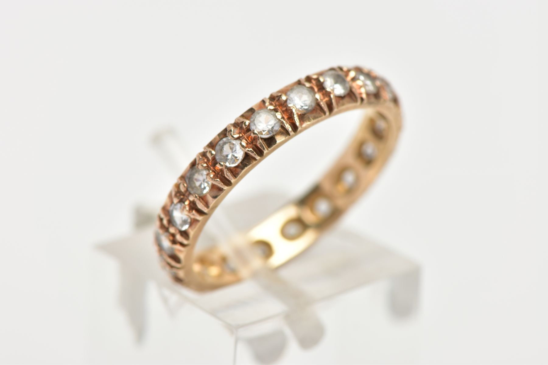 A 9CT GOLD FULL ETERNITY RING, set with circular cut colourless cubic zirconia, hallmarked 9ct - Image 4 of 4