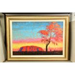 ROLF HARRIS (AUSTRALIAN 1930) 'ULURU SUNSET, SURPRISE SHOWER' a limited edition print on canvas of