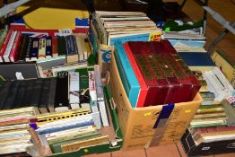 FIVE BOXES OF RECORDS, BOOKS AND EPHEMERA ETC, records include 'Living Shakespeare' a five volume