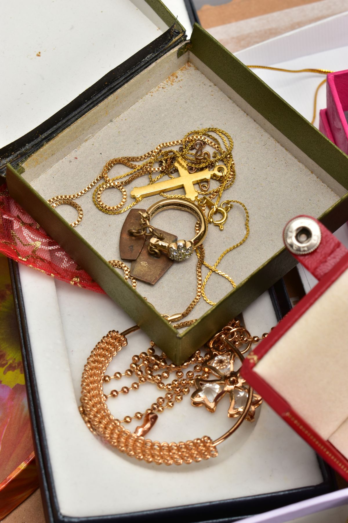 AN ASORTMENT OF COSTUME JEWELLERY, three boxes of costume jewellery containing a selection of - Image 6 of 14